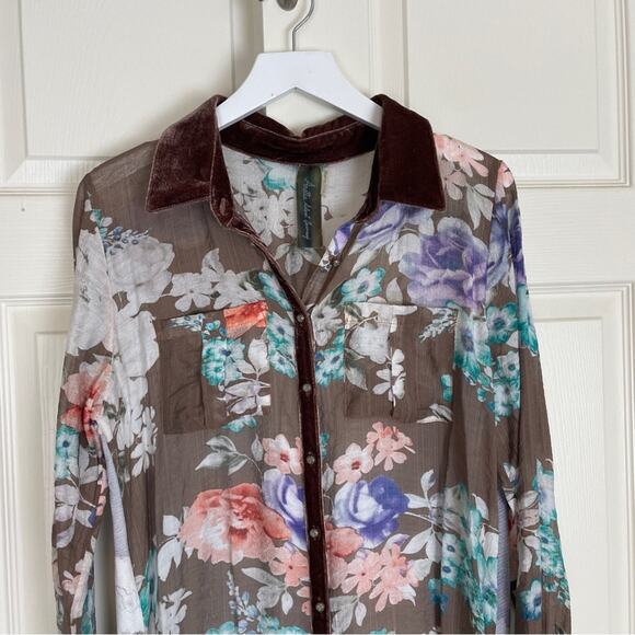 Aratta Silent Gourney Deer Stag Nature Print Fringe Hem Maxi Duster - Picture 3 of 8